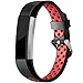 Maledan Replacement Bands Compatible for Fitbit Alta, Fitbit Alta HR and Fitbit Ace, Accessory Sport Bands Air-Holes Breathable Strap Wristbands with Stainless Steel Buckle, Black/Red, Large