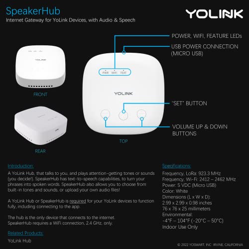 YoLink LoRa Smart Door Sensor Starter Kit SpeakerHub Audio Hub & 2
