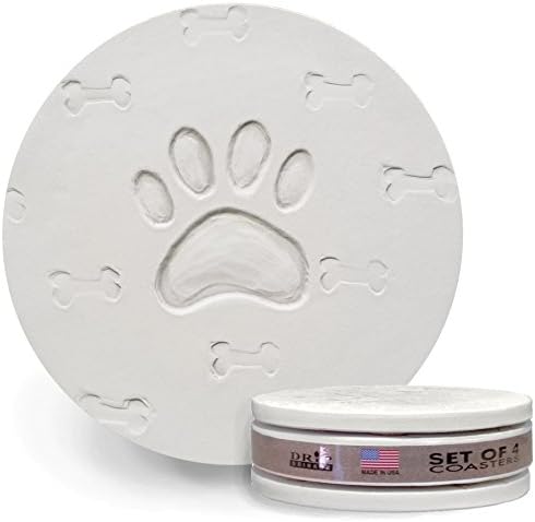 Dog Paw Absorbent Drink Coasters - set of 4 - Made in USA