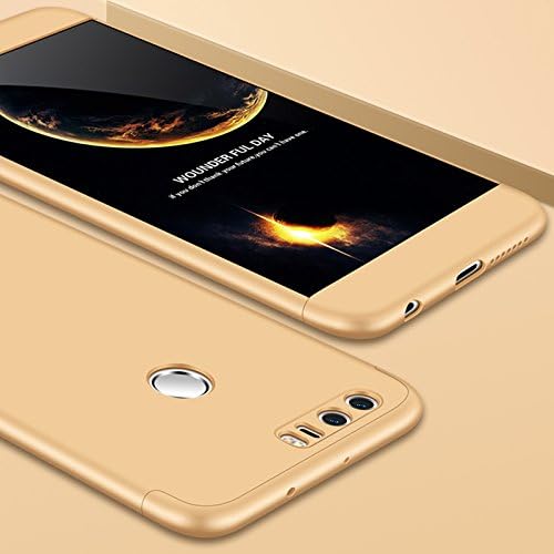 For Honor 8 Case, 360 Degree Full Protection + Ultra Thin Protective Hard PC Shockproof Back Full Cover Case For Huawei Honor 8 (Gold)