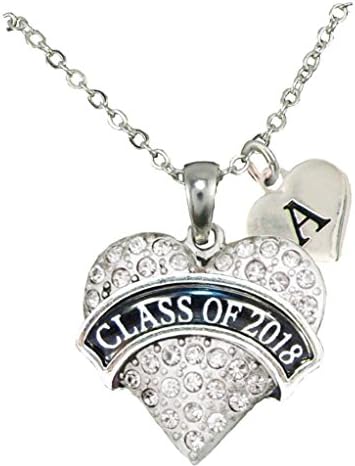 Necklace Custom Class of 2018 Graduation Gift Silver Jewelry Choose Initial Necklace