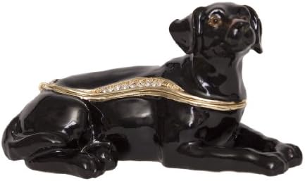Black Labrador Dog. Handcrafted Bejeweled Trinket Box. Hand Enameled with Swarovski Crystals and comes with a Matching Necklace.