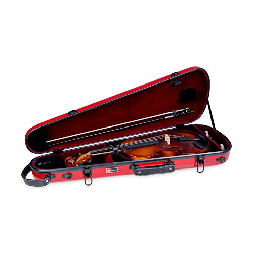 Crossrock CRF1000VRD Fiberglass Violin Case, 4/4 Full Size, Backpack Style, Red