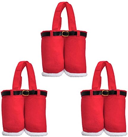Purewill 3Pcs Cute Santa Pants Gift and Christmas Decorations Felt Treat Bags for Candy Weding 6.28.4inch Give a Cheap Price For You.