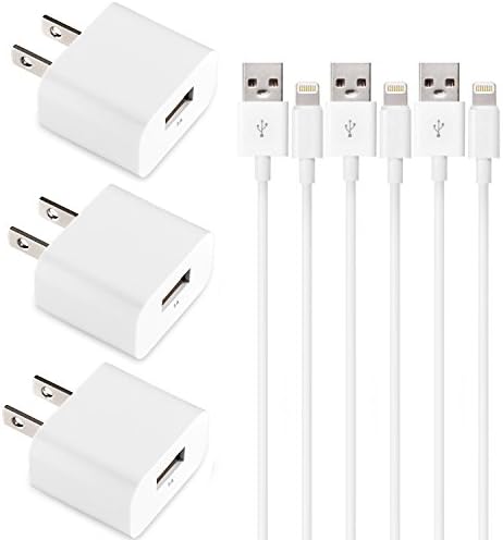 Fenergy Portable 5W / 1A Power Adapter with 3 Feet / 1 Meter 8Pin Lightning to USB Charging - (3 Pack)