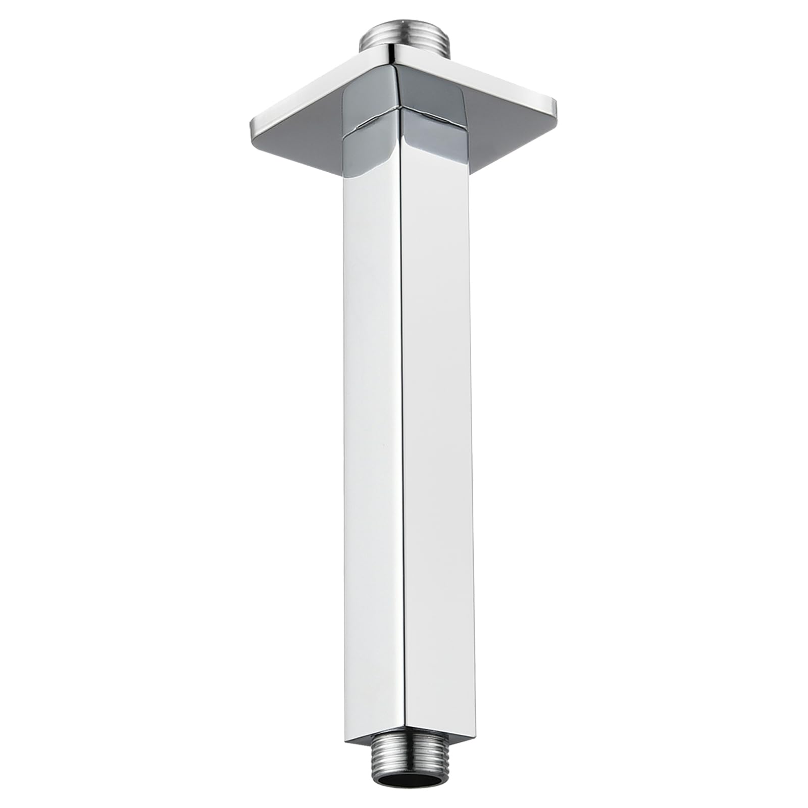 Voolan Shower Arm with Flange, Ceiling Mounted Square Fixed Shower Pipe, Bathroom Straight Rain Shower Replacement Arm, Universal Connection 1/2 NPT (6 Inch, Chrome)