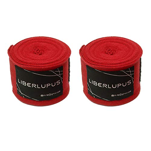 Liberlupus 120''/180'' Boxing Hand Wraps for Men & Women, Elastic Hand Wraps for Boxing Gloves, Handwraps with Hand & Wrist Support for Boxing Kickboxing Muay Thai MMA (Red 2-Pair, 120 inch) - Thumbnail 4