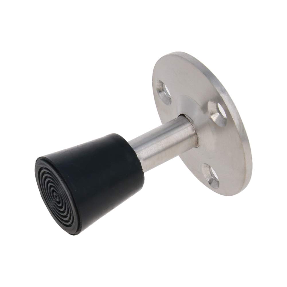 MroMax 1pcs Door Stop 50mm Wall Mount Stainless Steel Door Stop Stopper Bumper Rubber Buffer Protect Doors and Walls