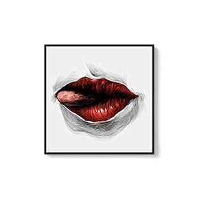 Framed Canvas Wall Art Sexy Lips Canvas Prints Home Artwork Decoration for Living Room,Bedroom - 16x16 inches