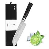 Hecef 7 Inch Santoku Chef Knife Stainless Steel Japanese Forged Steel Kitchen Knife with Wood Hand