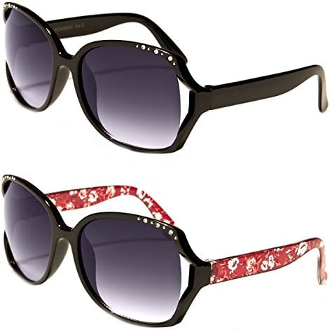 Girls Fashionable Rhinestone Floral Vented Older Kids Butterfly Sunglasses UV400 - Ages 3-10 - Carry Bag