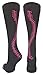 MadSportsStuff Softball Socks with Stitches Over the Calf (Black/Neon Pink, Small)