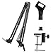 Microphone Suspension Boom Scissor, SOONHUA Adjustable Mic Arm Stand for Professional Broadcasting Studio with Universal Mic Clip Holder Table Mount Clamp Screw Adaptor for Blue Yeti Snowball