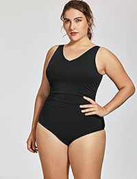 Traje de baño atlético de una pieza de talla grande para dama SYROKAN, lateral deportivo