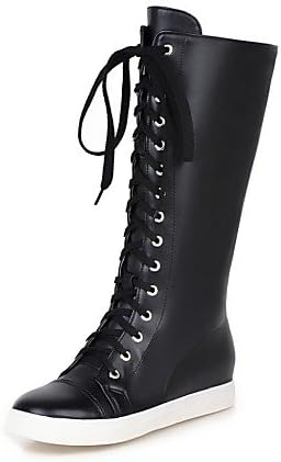 XZZ/ Women's Shoes Platform Combat Boots/Round Toe Boots Dress/Casual Black/White/Silver