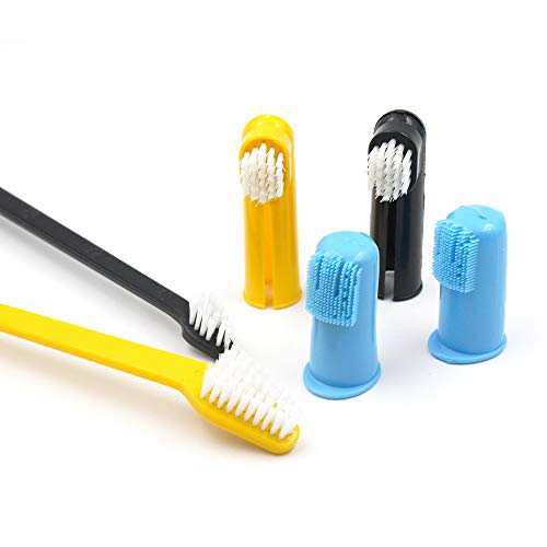 Pet Republique Cat & Dog Toothbrush Set - 2 Nylon Finger Toothbrush 2 Dual-Head Toothbrush 2 Soft Finger Toothbrush - Thumbnail 2