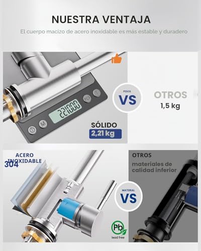 Sofetiy Kitchen Faucet Extendable Kitchen Faucet with Shower Two Types of Water Jet High Pressure Kitchen Faucet Brushed Stainless Steel Single Handle Kitchen Faucet 360° Rotation | Two kinds of water jet, 360° rotation, hot and cold water, stainless steel, single lever sink faucet