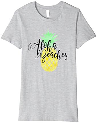 Womens Aloha Beaches: Women's Funny Summer Top, T-Shirt Large Heather Grey