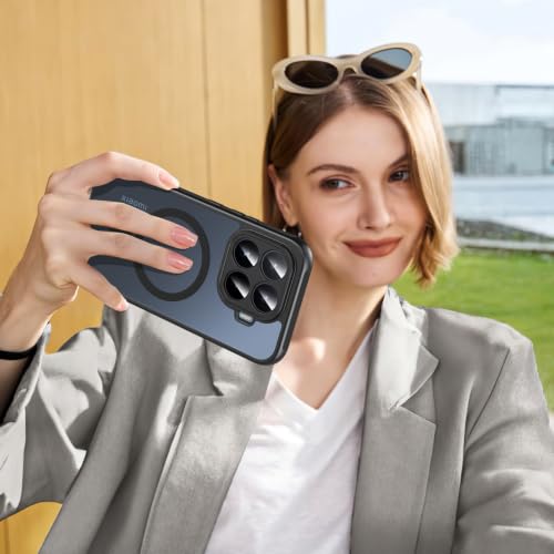 OWKEY Magnetic Case for Xiaomi 17T with Tempered Glass, Shockproof Protective Camera Case Cover for Xiaomi 17T (Black)