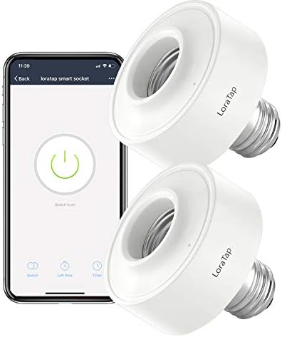 LoraTap Smart WiFi Bulb Socket E26 2 Pack Wi-Fi LED Light Bulb Lamp Timer Holder Adapter, Voice Control with Amazon Alexa and Google Home, Smart Life App Control from Anywhere by Phone, 30W Max.