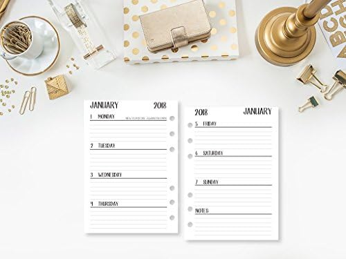 2018 Complete Horizontal Calendar Bundle by CityGirl Planners | Personal Wide size- 4.75" x 6.75" | Month on 2 page with Week on 2 page | (binder not included, refills only)
