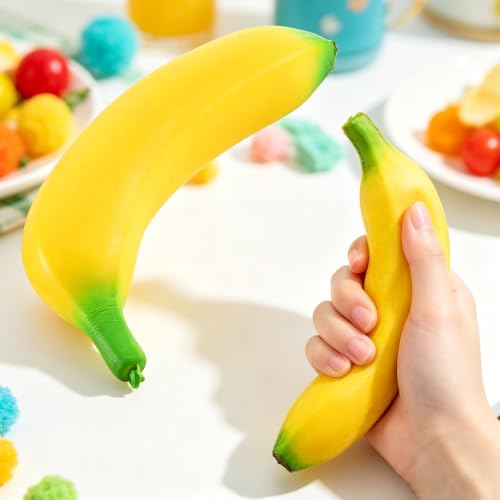 Peanut Squishy, Banana Squishy, 2026 New Slow Rising Stress Relief, Realistic Shaped Squeezes Balls, Adult Office Soft Cute Fruit Anxiety Relief Dough Decompression Gift (2pc)