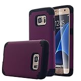 Pandawell Slim Thin Corner Protection Hybrid Dual Layer Shock Absorbing Impact Resist Case for Samsung Galaxy S7 - Purple/Black
