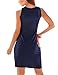 Traleubie Women's Casual Summer Tank Sleeveless Knee Length Vest Pleated Sun Dresses Navy Blue M