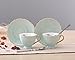 Jusalpha Fine China Tea Cup and Saucer Coffee Cup Set with Saucer and Spoon Set of 6 (FD-TCS02 blue (6), 7oz)
