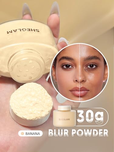 SHEGLAM Blur in a Bottle Loose Setting Powder | Oil-Control Mattifying Face Powder | Translucent Long-Lasting Baking & Finishing Powder for Under Eyes, Creases & Smile Lines | Banana