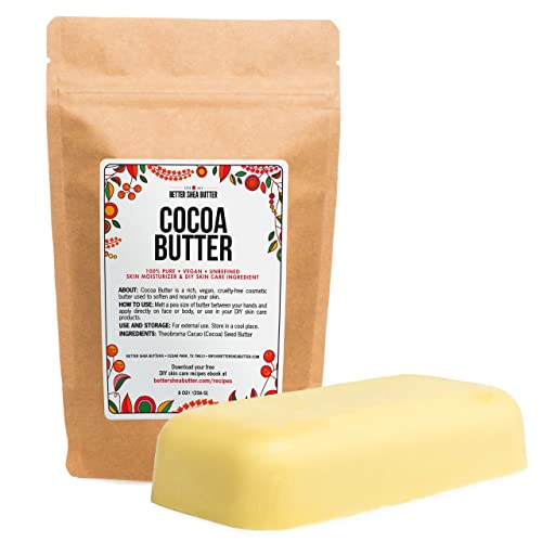 Better Shea Butter Raw Cocoa Butter Unrefined, 100 Pure, Food Grade
