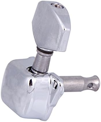 Facthuang Semiclosed Guitar String Tuning Pegs Tuners Machine Heads 3L3R (Silver) Guitar String Kit Guitar Parts &amp; Accessories