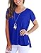 Womens Tshirts Vneck Plain T Shirts Short Sleeve Loose Tops Basic Tees Royal Blue 2XL