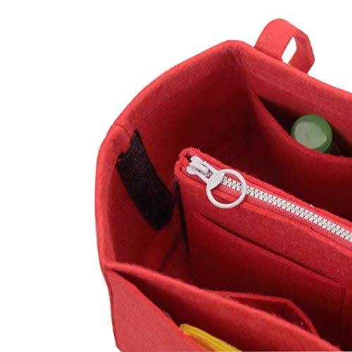 [Fits Neverfull GM/Speedy 40, Red] Felt Organizer (with Detachable Middle Zipper Bag), Bag in Bag, Wool Purse Insert, Customized Tote Organize, Cosmetic Makeup Diaper Handbag - Thumbnail 6