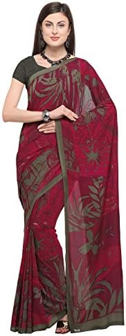 Sushma Fashions Pink Colour Printed Saree Fabric Crepe Length 6.3 metres including Blouse Piece.