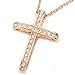 FC JORY Woen Rose Gold Plate Cross Pendant CZ Crystal Rhinestones Chain Necklace