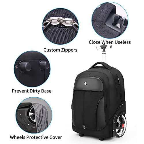 AOKING 18/20 Inch Large Wheeled Water Resistant Travel School Business Rolling Wheeled Backpack
