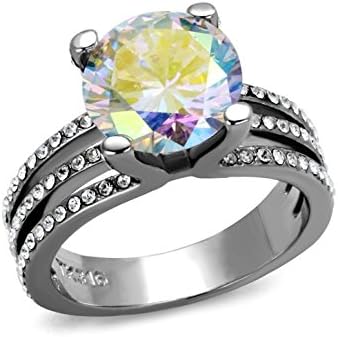 The Knot Jewelry 3.75 ct Brilliant Round Color Changing Engagement ring fashion Split Band Stainless Steel