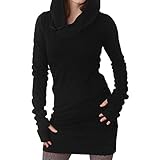 Punk Black Hoodies Lined Fingers Sleeve Women Basic Slim Long Shirts Tops