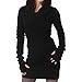 Punk Black Hoodies Lined Fingers Sleeve Women Basic Slim Long Shirts Tops