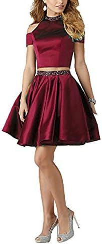 BEJG Women's Formal Short Sweetheart Satin Homecoming Prom Evening Cocktail Dresses Two Pieces
