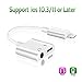 IWFYAN Compatible Dual Converter Headphone Earphone Adapter Accessories Cable Splitter Replacement for phone X 10 8/8Plus/ 7/ 7Plus , Support for iOS 11 or Later