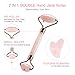 Jade Roller for Face, LARMHOI 2 in 1 Jade Rolling Massage Tools with Quartz Roller and Gua Sha, 100% Natural Jade for Face, Eye, Neck, Body Lymphatic Massage, Clears Toxins, Reduces Puffines