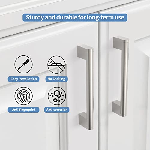 Amerdeco 10 Piece Kitchen Handles 128 mm Silver Cabinet Handles Door Handles Stainless Steel Drawers Handles Furniture Handles Sliding Door Handle UK038