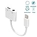RayCue Lightning Adapter, Lightning Splitter Adapter & 3.5mm Headphone Jack, 2 in 1 Lightning Headphone Audio & Charge Adapter for iPhone 8/8 Plus/X/7/7 Plus, Support Non Original Headset(white)