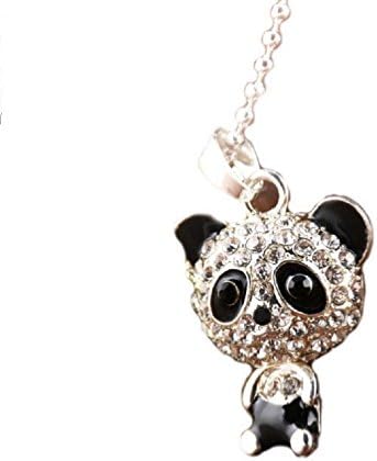 Enamel Rhinestone Panda Pendant Necklace - Kitteh City