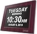 American Lifetime, Upgraded Version, Day Clock Extra Large Impaired Vision Digital Clock with Battery Backup and 5 Alarm Options, Premium Mahogany Color, 8 inch