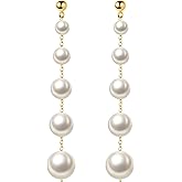 SLUYNZ Sterling Silver Pearl Earrings Dangle for Women Teens Wedding Pearl Drop Earrings for Brides