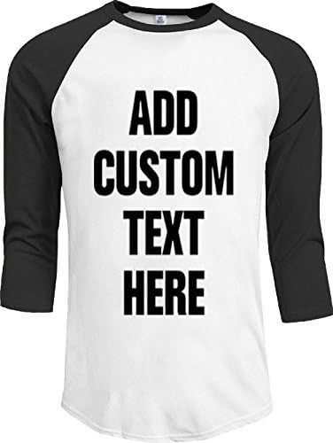 Mens Baseball 3/4 Raglan Sleeves Tees Custom Print personalied Breathable Cotton Design Your Own 3/4 Raglan T-Shirt (L, black white)