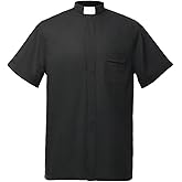 BLESSUME Church Clergy Men's Tab Collar Clergy Shirt Long/Short Sleeves